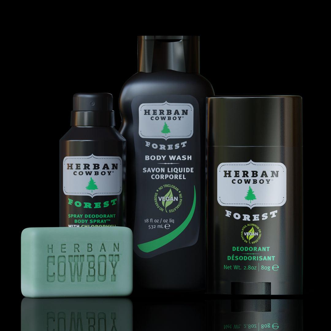 Forest Starter Bundle (Body Wash, Deo Stick, Deo Spray, Bar Soap) - Herban Cowboy